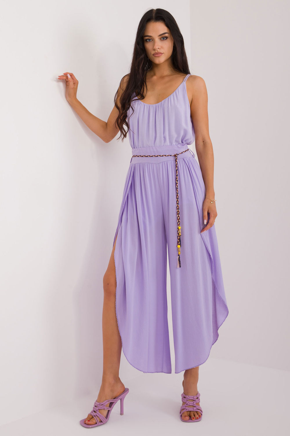 Och Bella Light Violet Wide Leg High Waisted Trousers