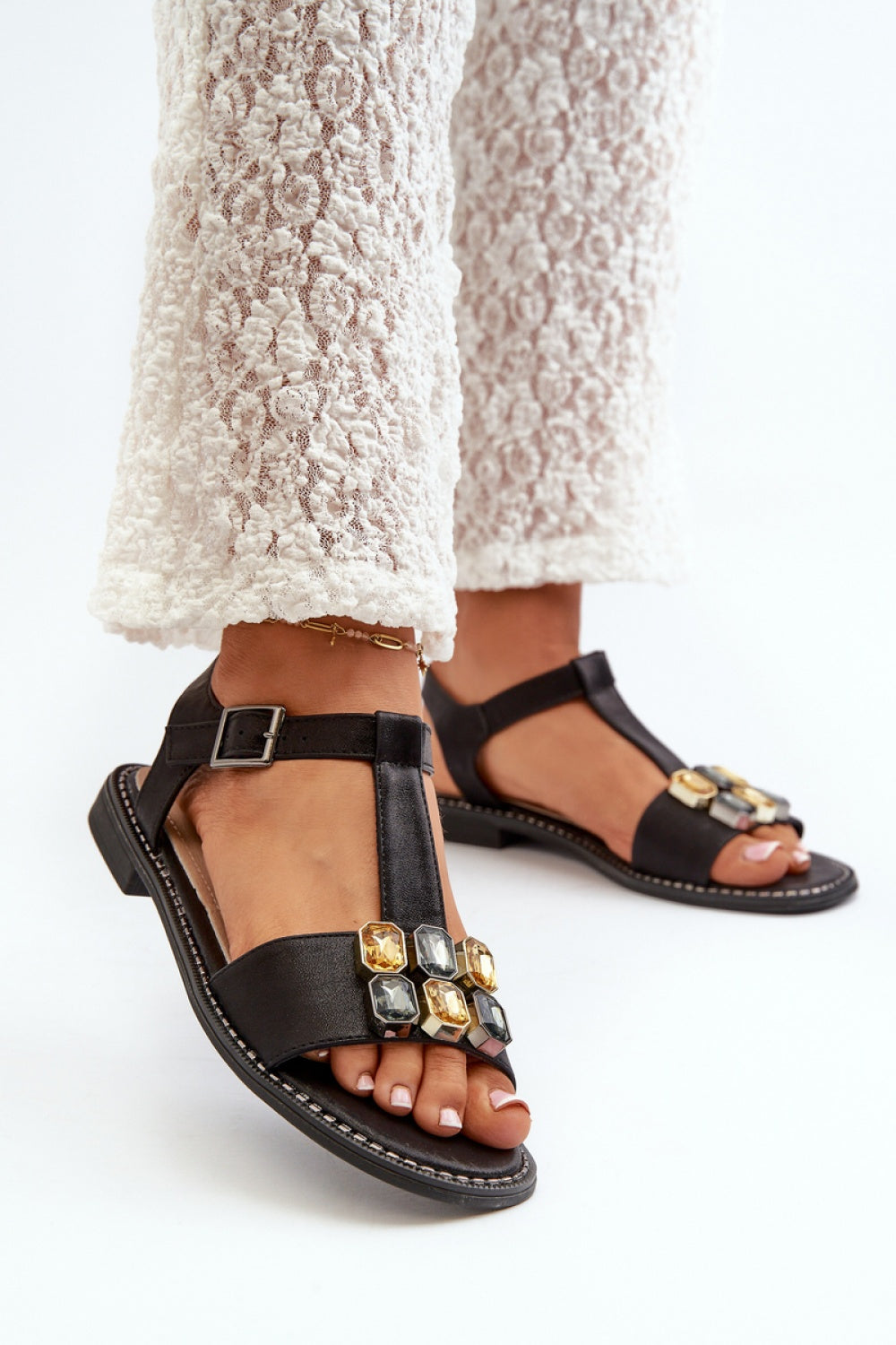 Step In Style Black Sandals with Buckle - view 2