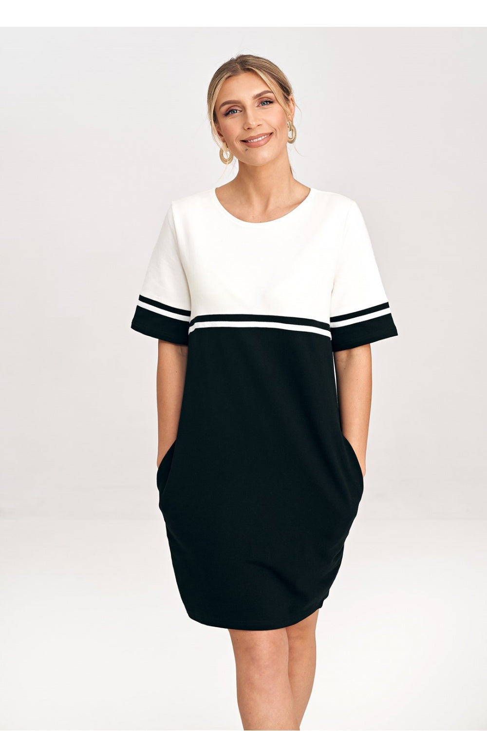 Figl Ecru Mini Short Sleeve Dress