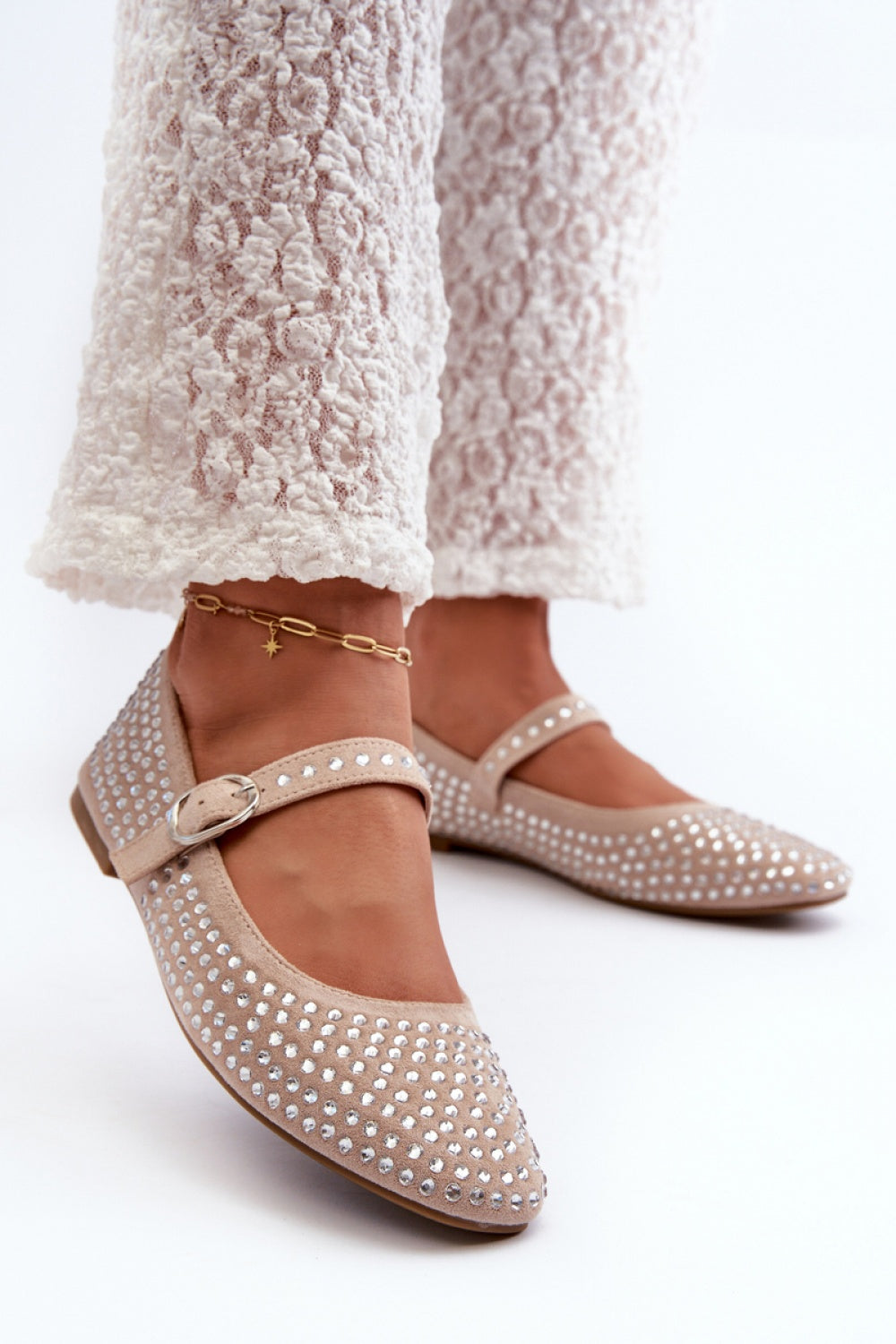 Step In Style Tinara Beige Faux Suede Ballet Flats - view 3