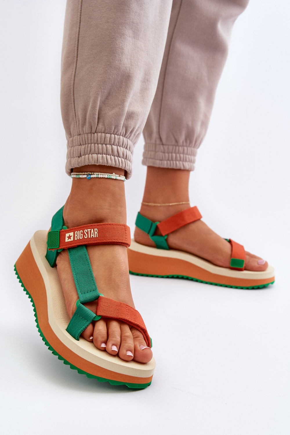 Step In Style Orange Platform Wedge Sandals