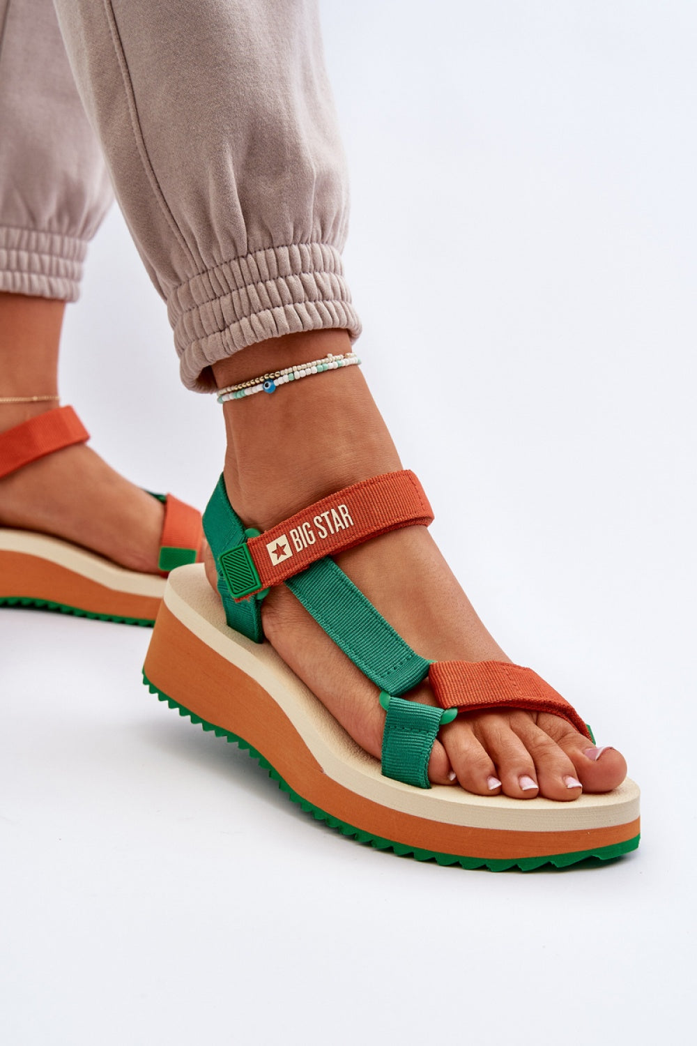 Step In Style Orange Platform Wedge Sandals - view 3