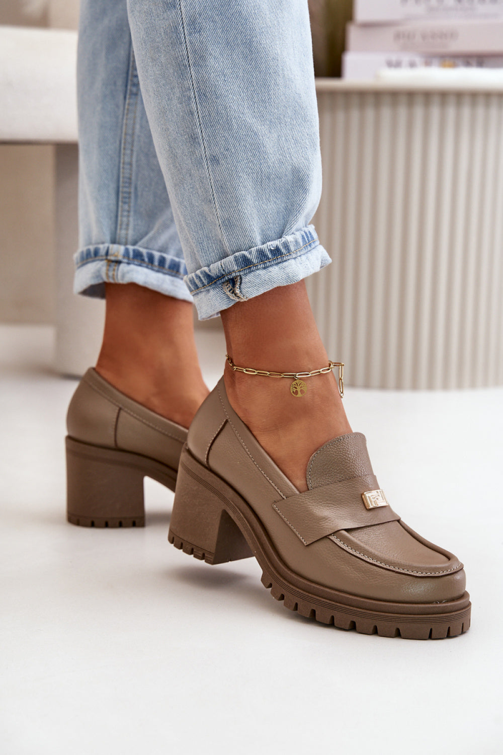 Step In Style Zazoo Dark Beige Platform Heeled Shoes - view 3