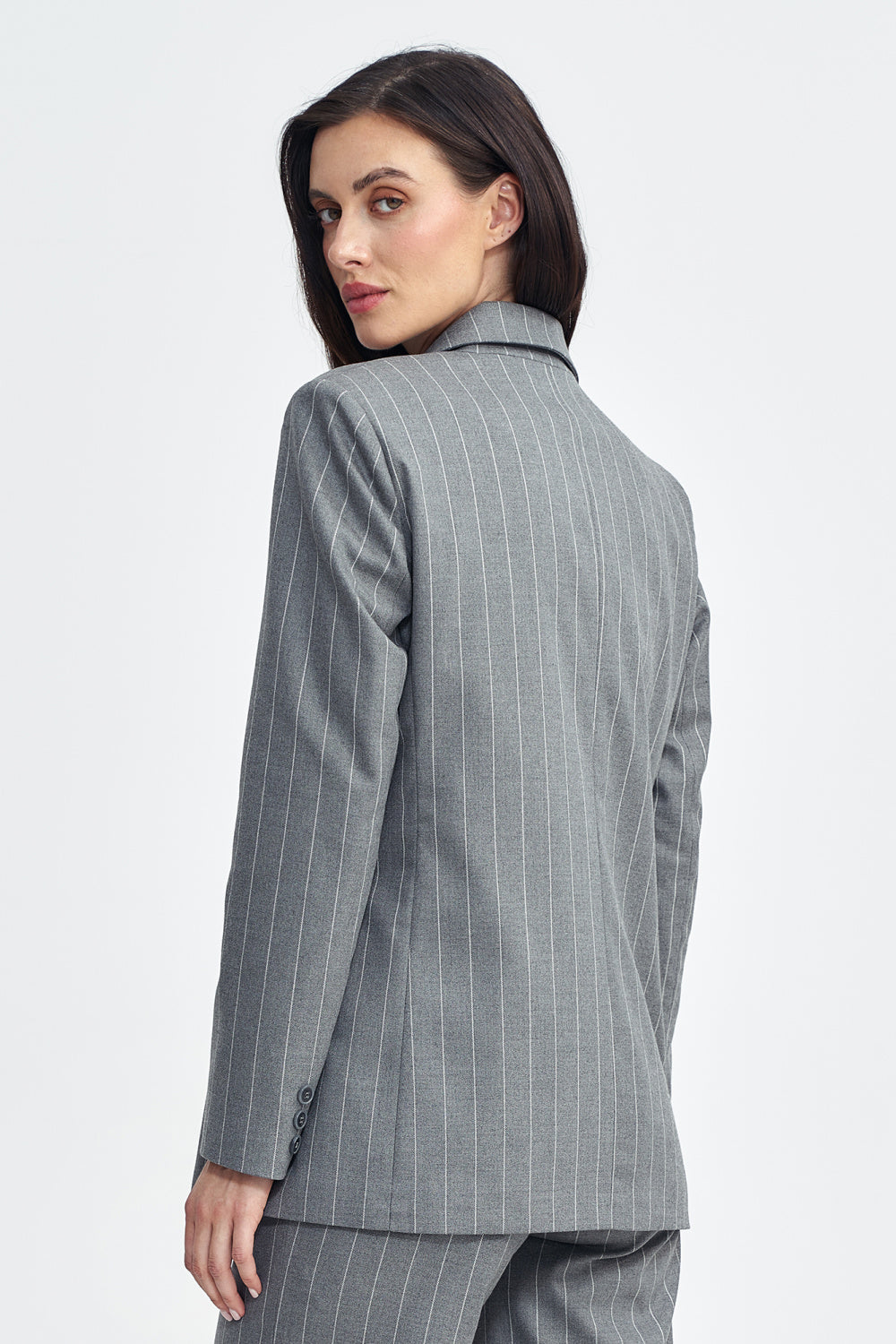 Nife Grey Striped Oversized Jacket - view 3
