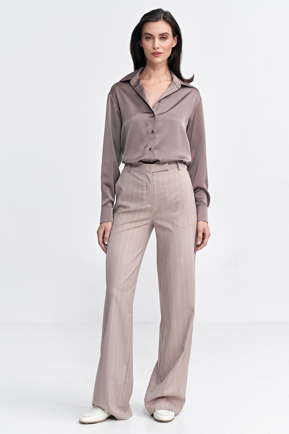 Nife Beige Striped Bodycon Trousers - view 2