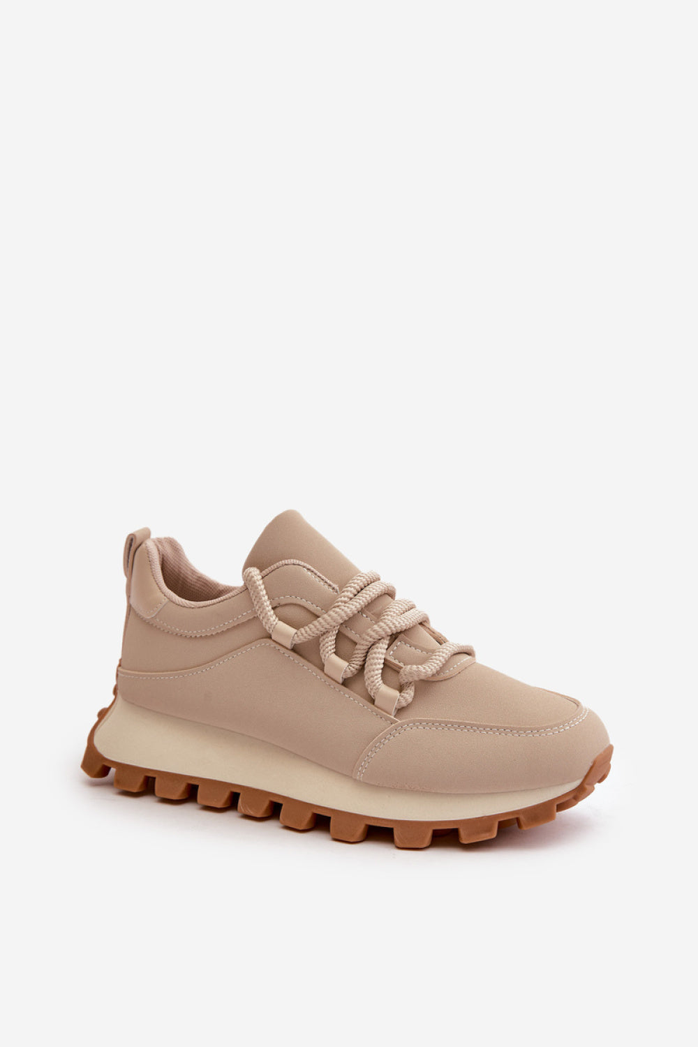 Step In Style Beige Faux Leather Platform Trainers - view 2