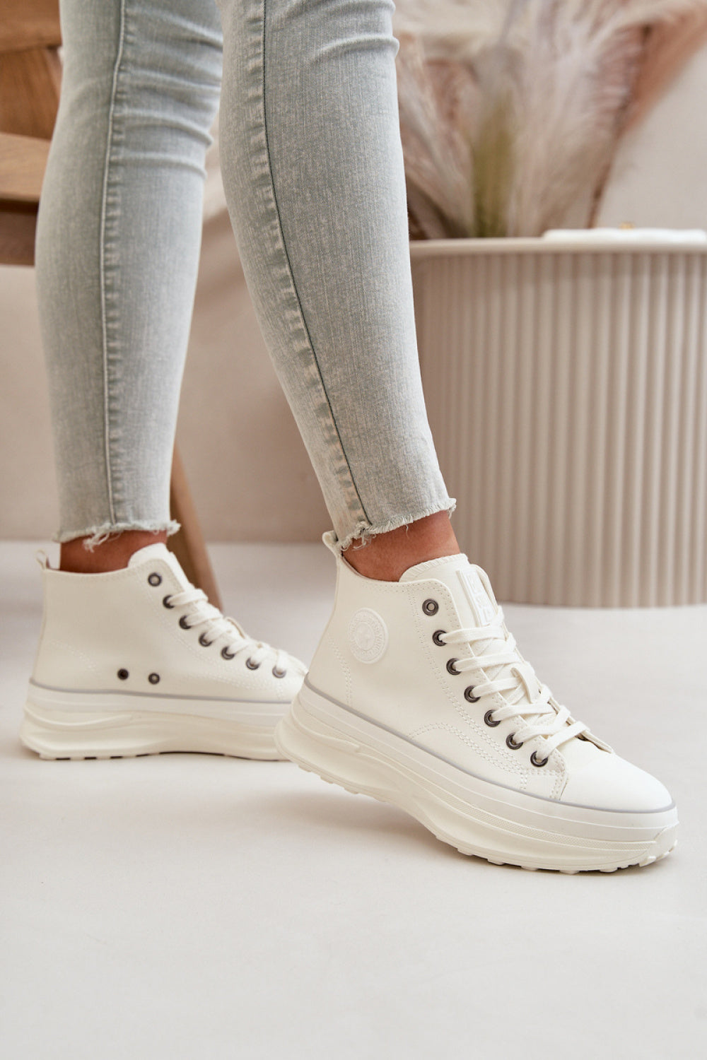 Step In Style White Leather Platform Trainers - view 3