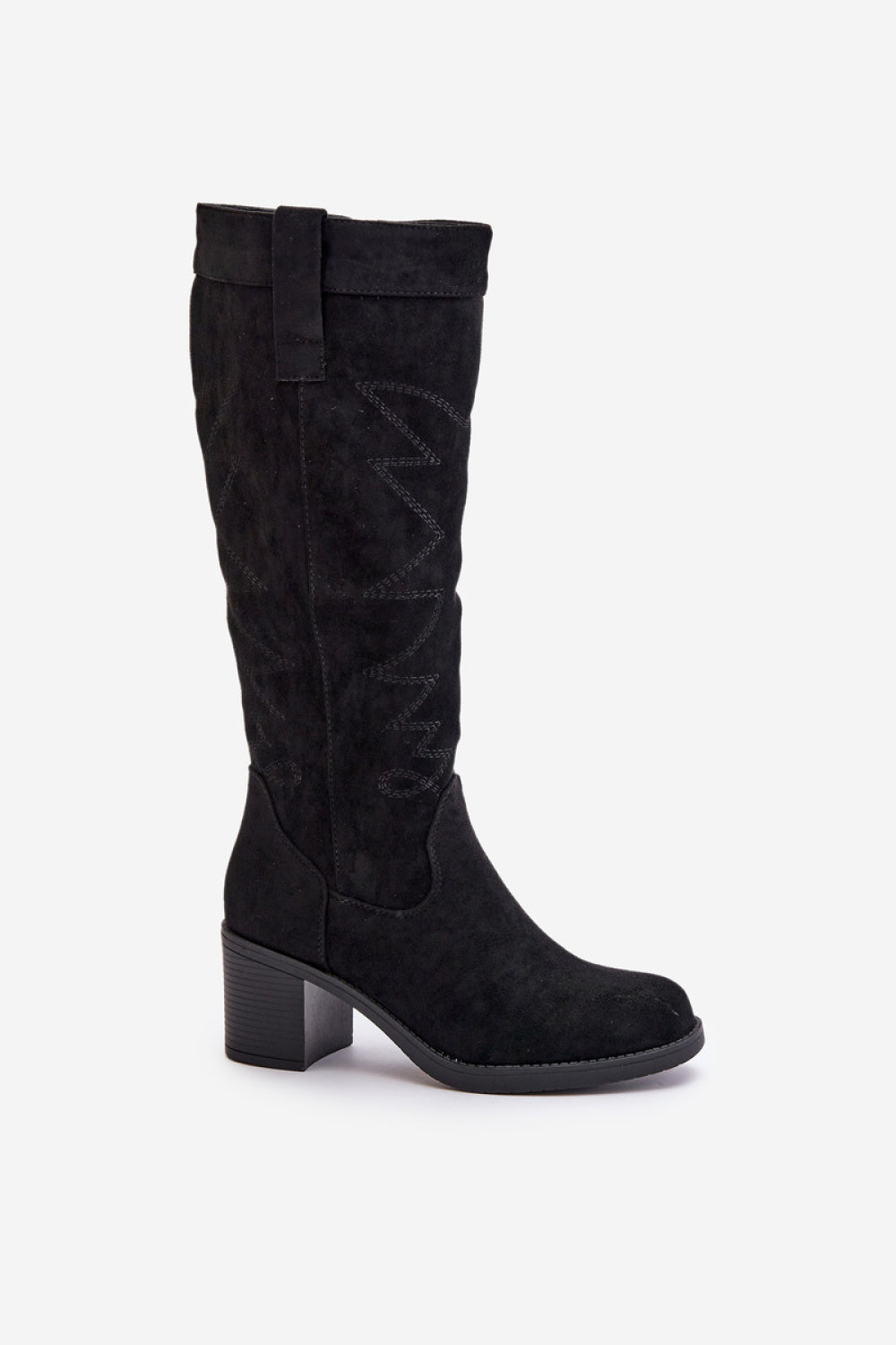 Step In Style Erisorae Black Faux Suede Block Heel Heeled Ankle Boots - view 2