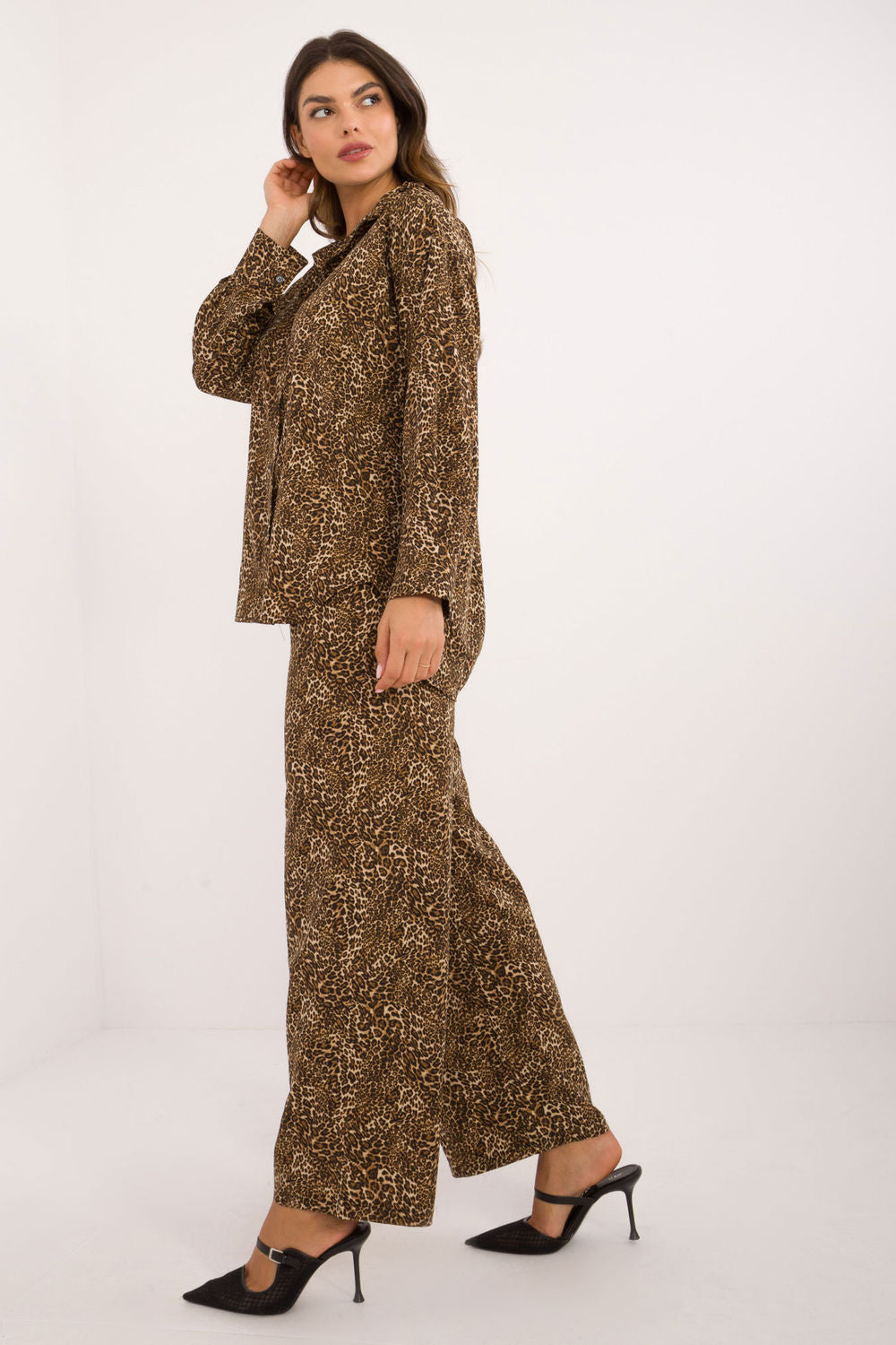 Italy Moda Dark Beige Wide Leg High Waisted Co-Ord Set - view 3