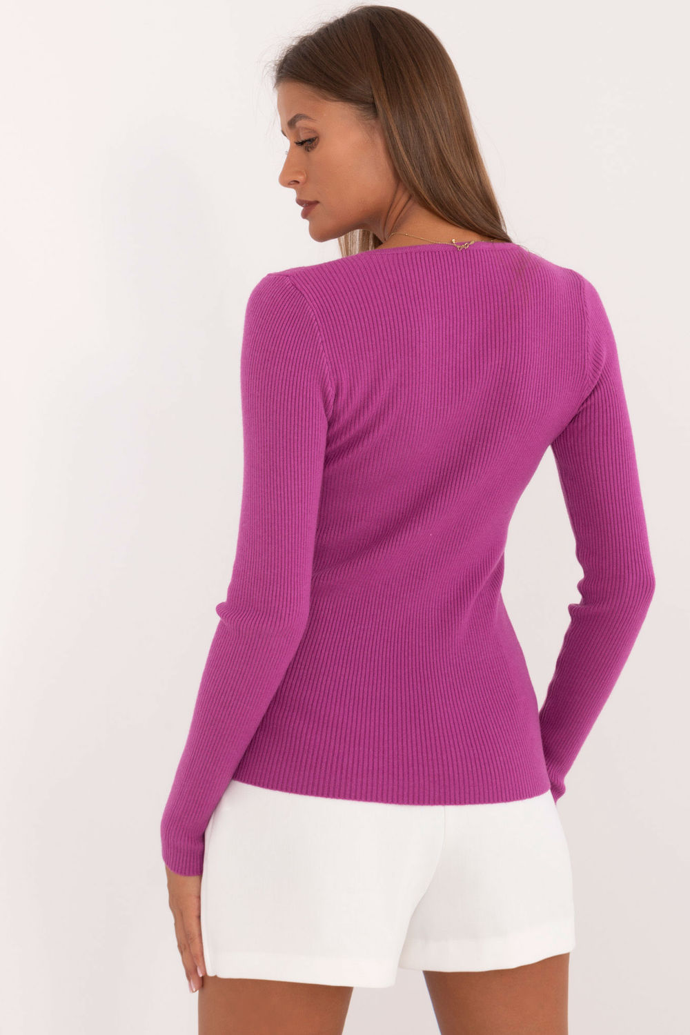 AT Dark Violet Round Neck Long Sleeve Jumper - view 3