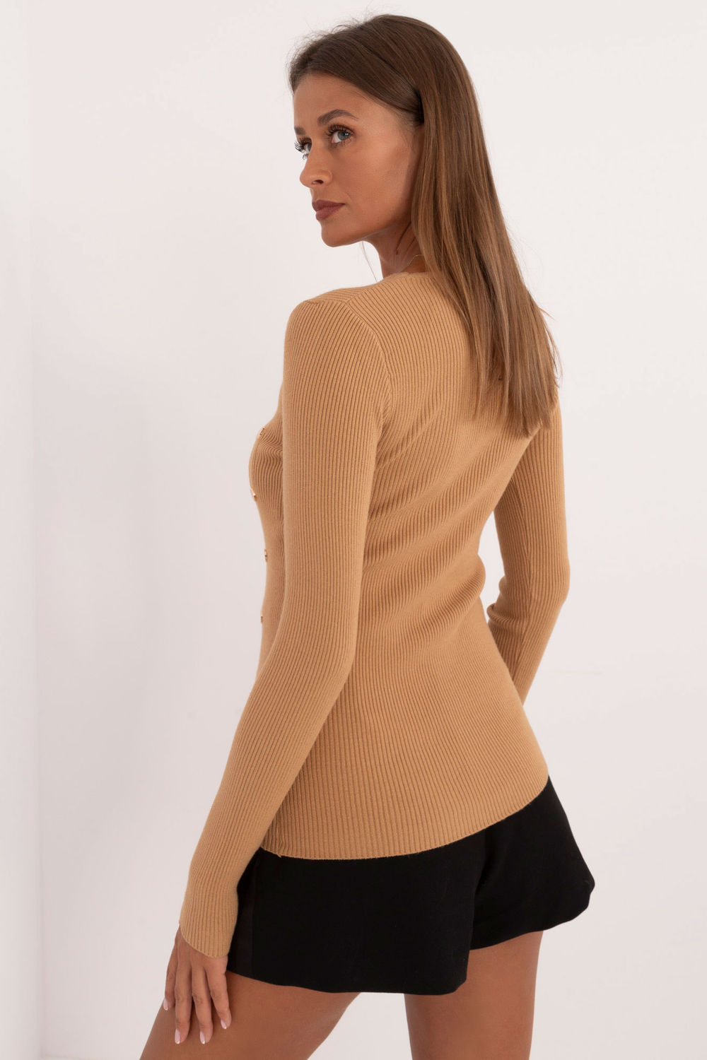 AT Camel Ribbed Long Sleeve Jumper - view 3