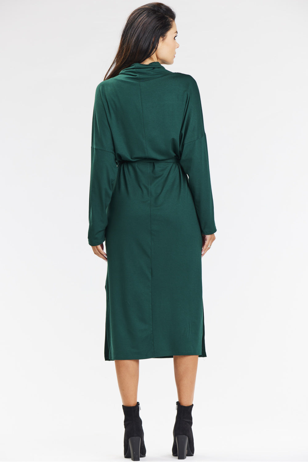 Awama Bottle Green Midi Knitted Dress - view 3
