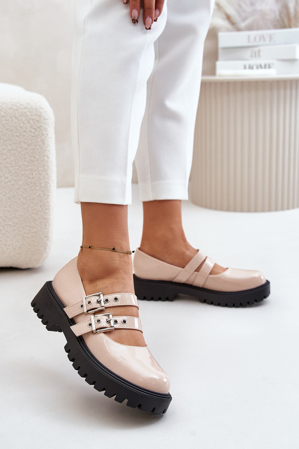 Step In Style Terione Beige Patent Shoes