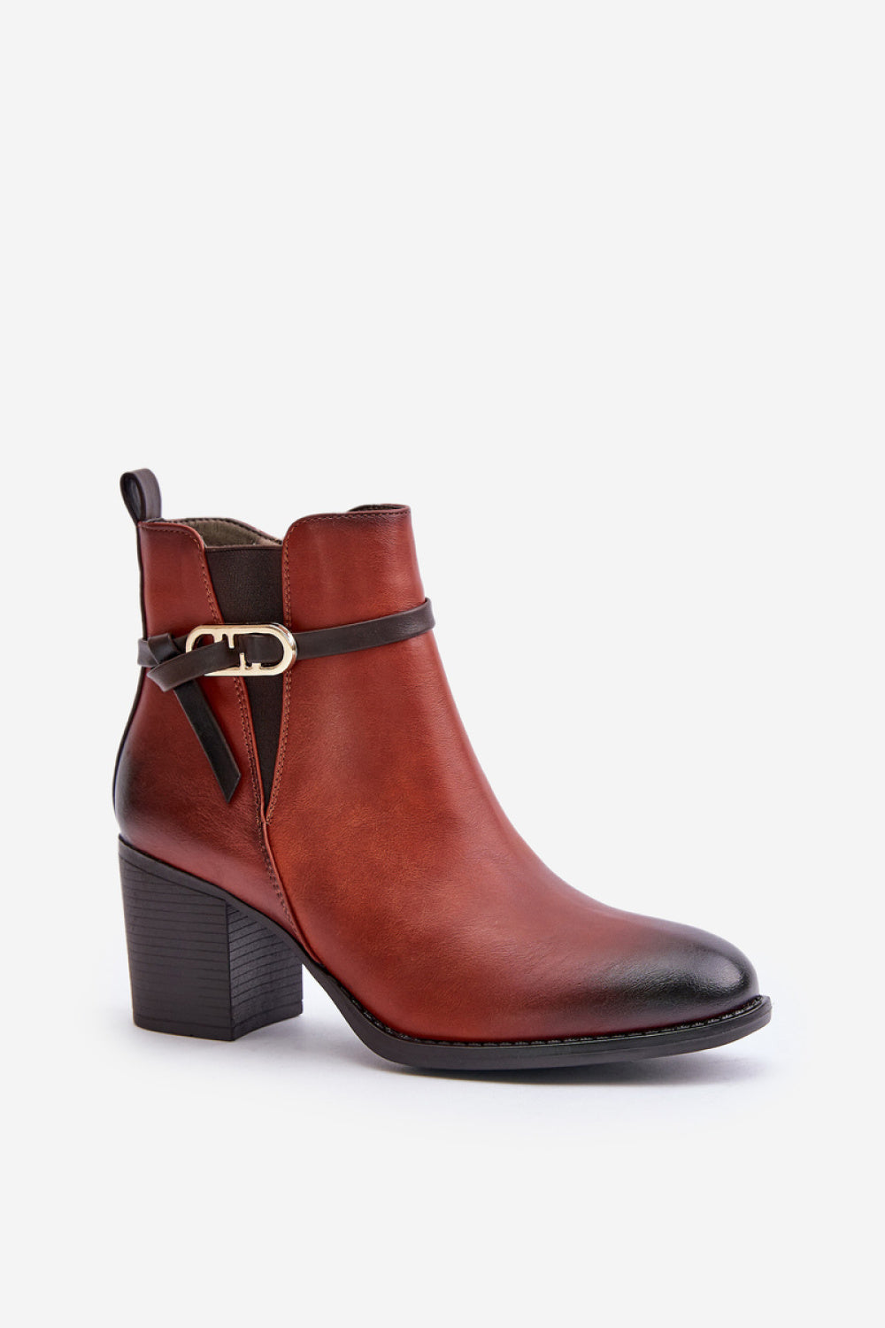 Step In Style Zinithia Brown Faux Leather Heeled Ankle Boots - view 2