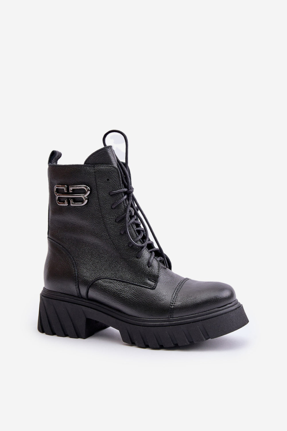 Step In Style Zazoo Black Leather Platform Warm Lined Ankle Boots - view 2