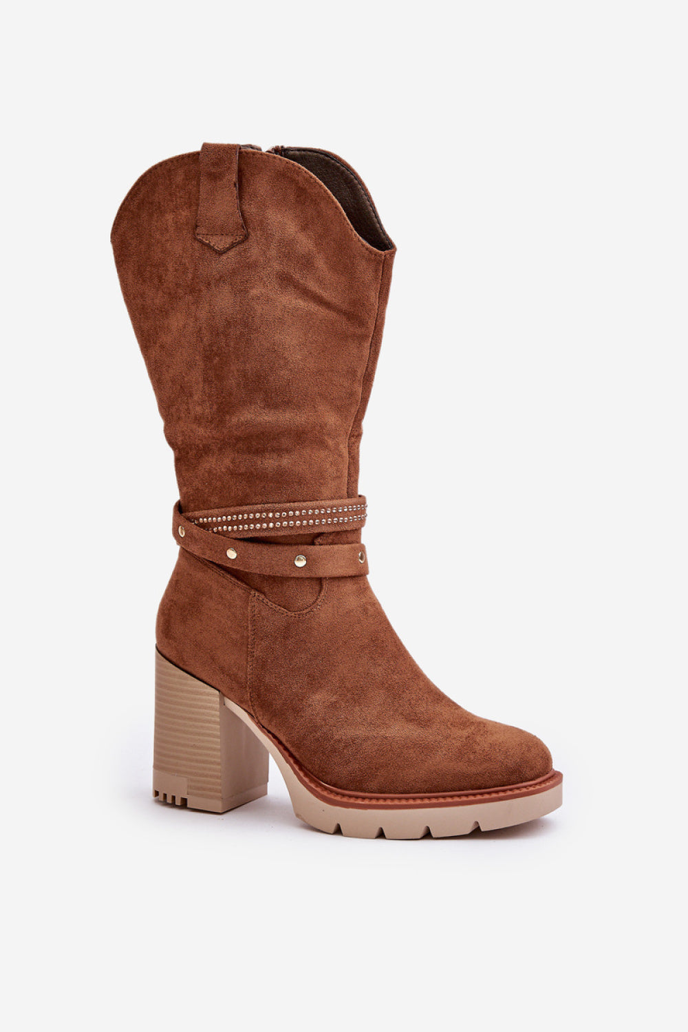 Step In Style Ivanelis Camel Faux Suede Warm Lined Heeled Ankle Boots - view 2