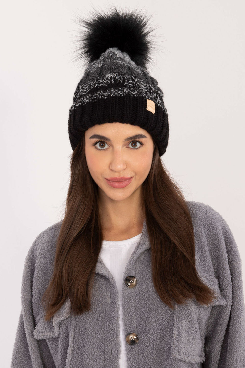 Rue Paris Black Beanie Hat with Lining