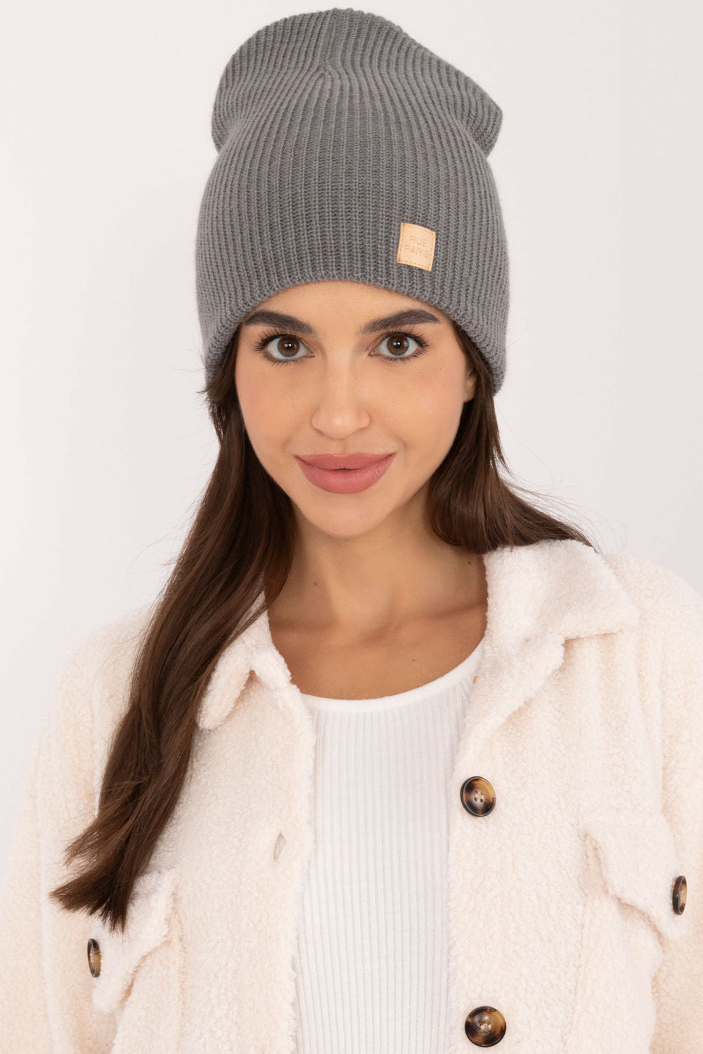 Rue Paris Dark Grey Beanie Hat