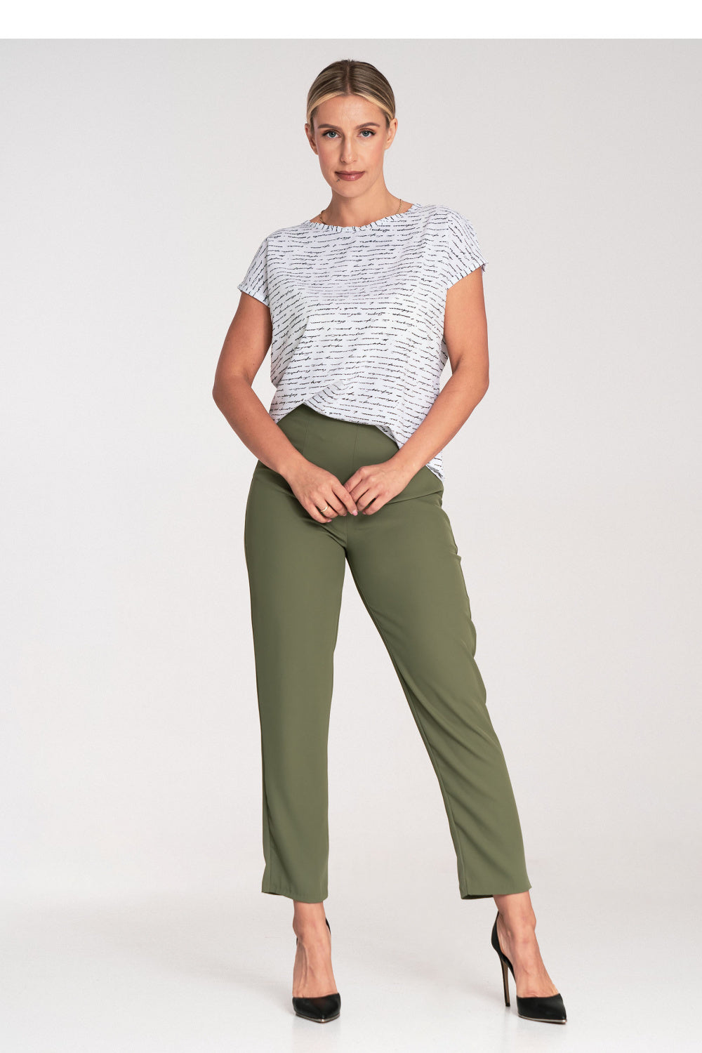 Figl Patterned Polyester Short Sleeve Blouse - view 2