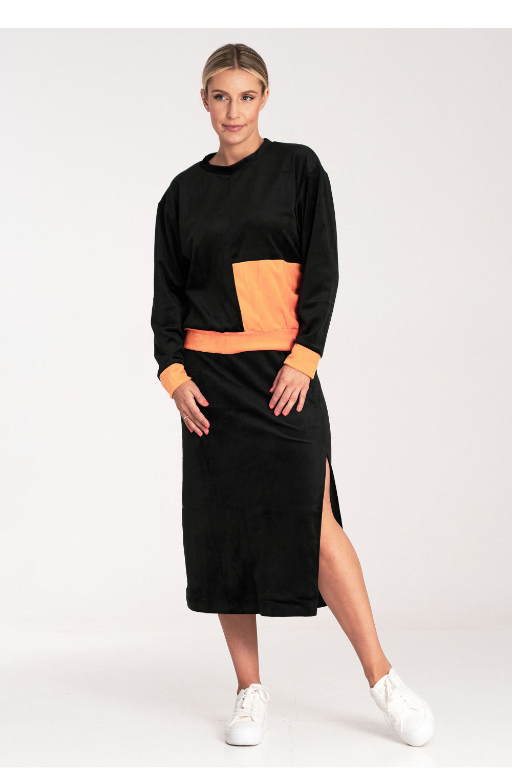 Figl Black Velvet Long Sleeve Skirt Co-Ord Set
