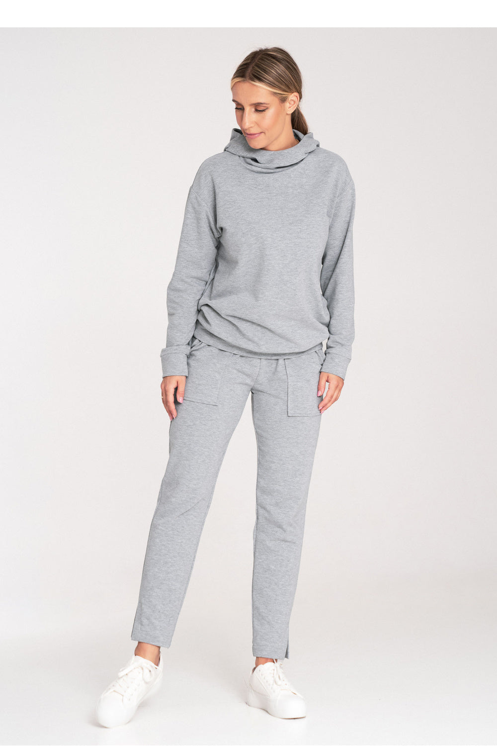 Figl Grey Hooded Long Sleeve Cotton Sweatshirt - view 2