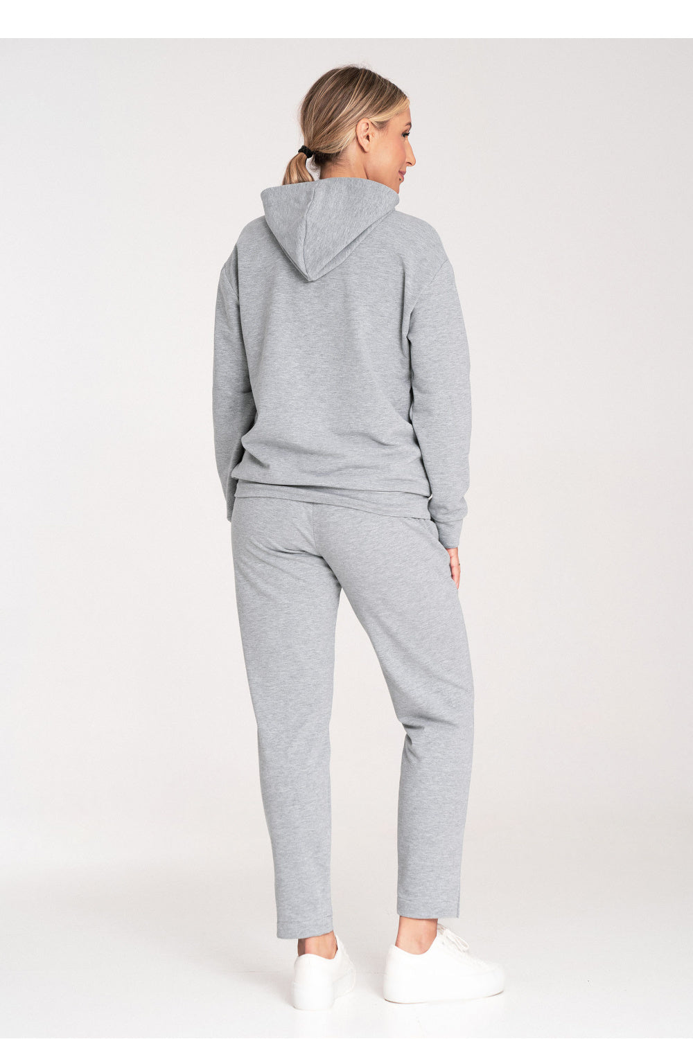 Figl Grey Hooded Long Sleeve Cotton Sweatshirt - view 3