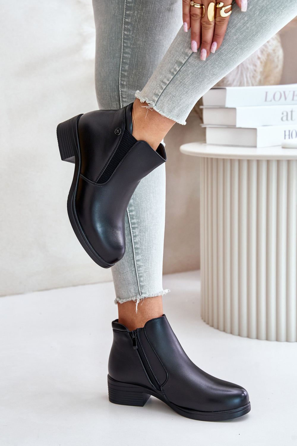 Step In Style Vinceza Black Warm Lined Heeled Ankle Boots