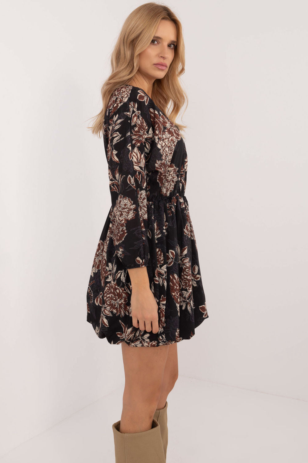 Italy Moda Black Mini Floral Dress - view 3
