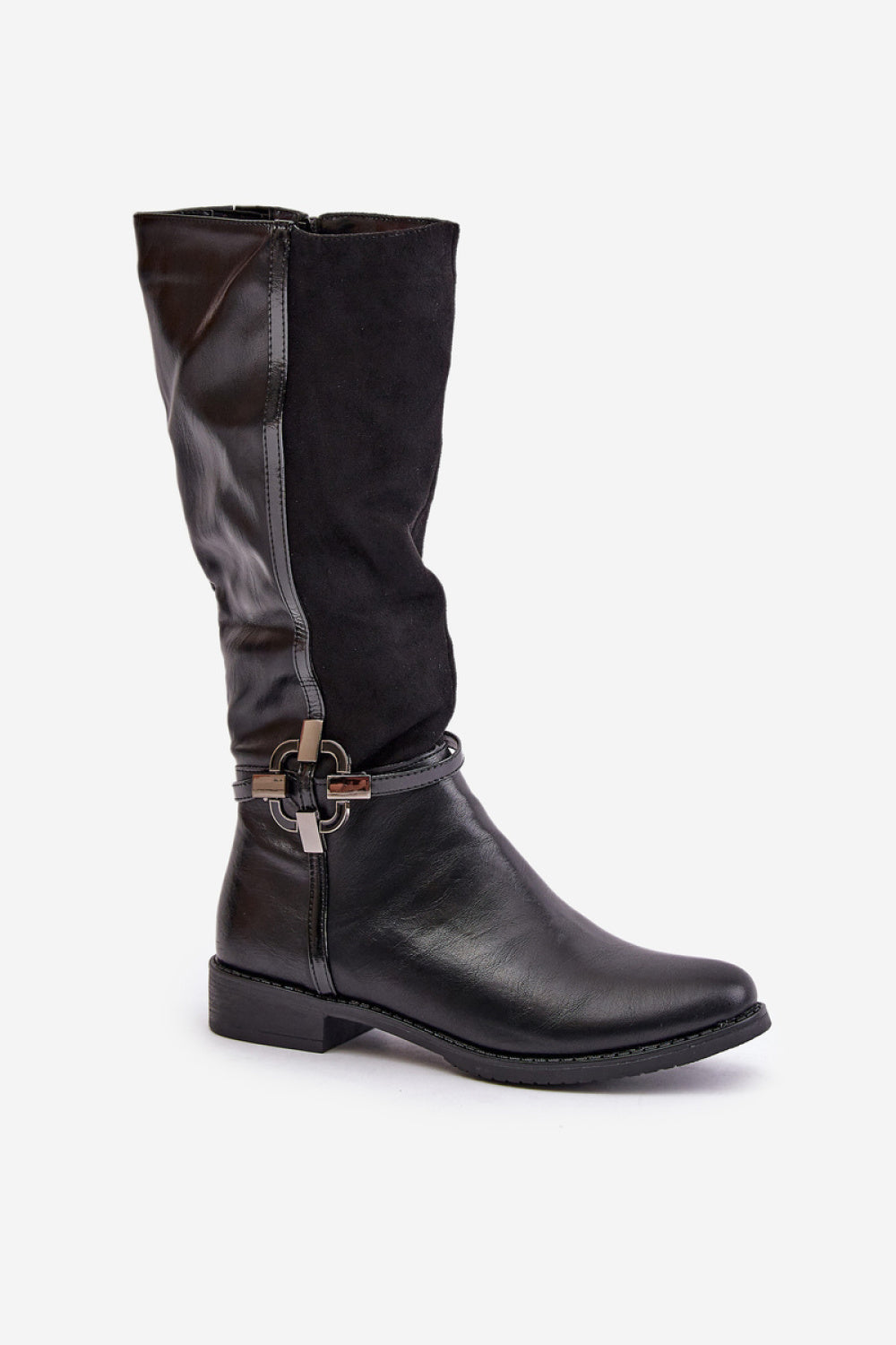 Step In Style Leatharia Black Flat Warm Lined Over The Knee Boots - view 2
