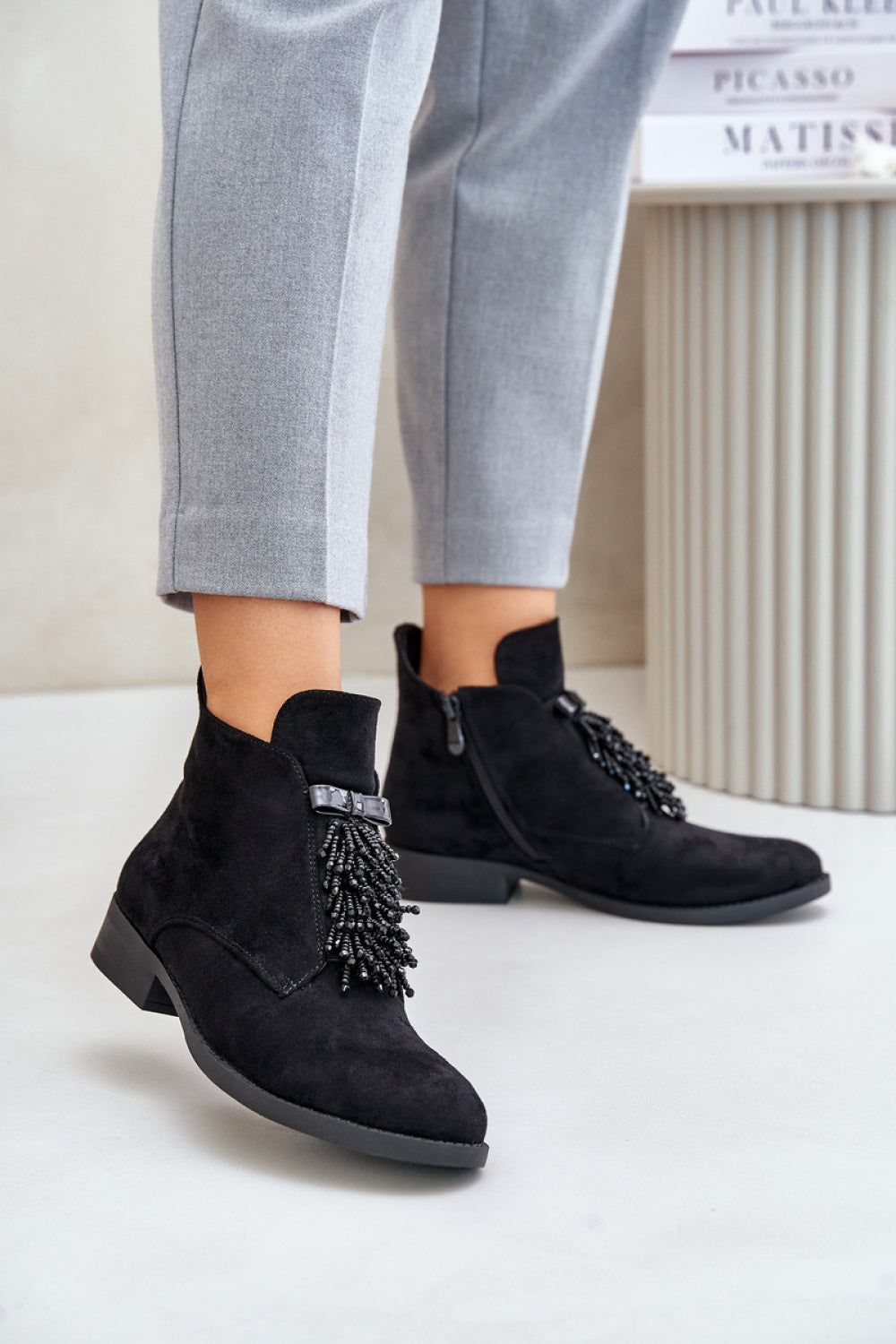 Step In Style Black Faux Suede Flat Boots