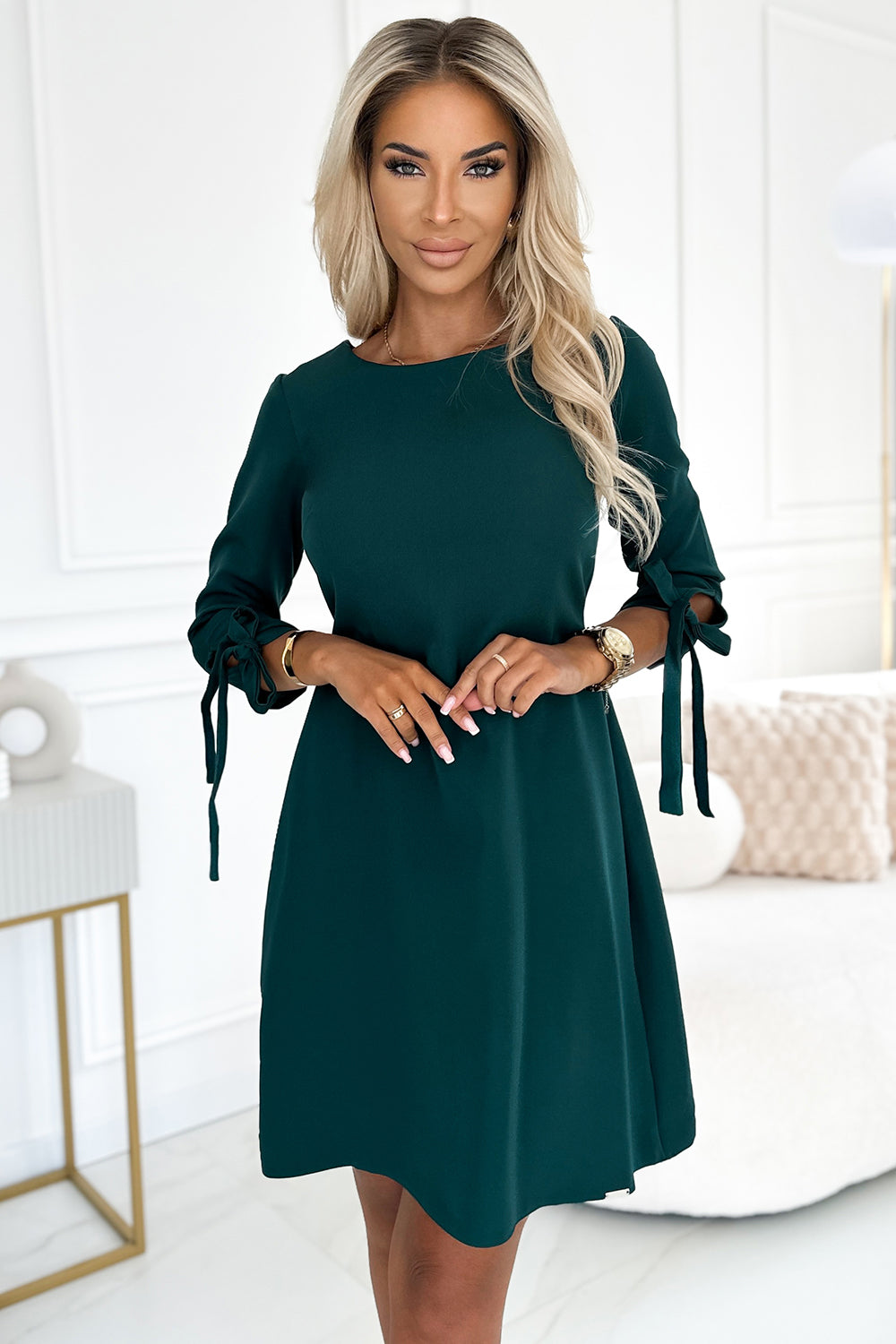 Numoco Alice Bottle Green A-Line Cocktail Dress