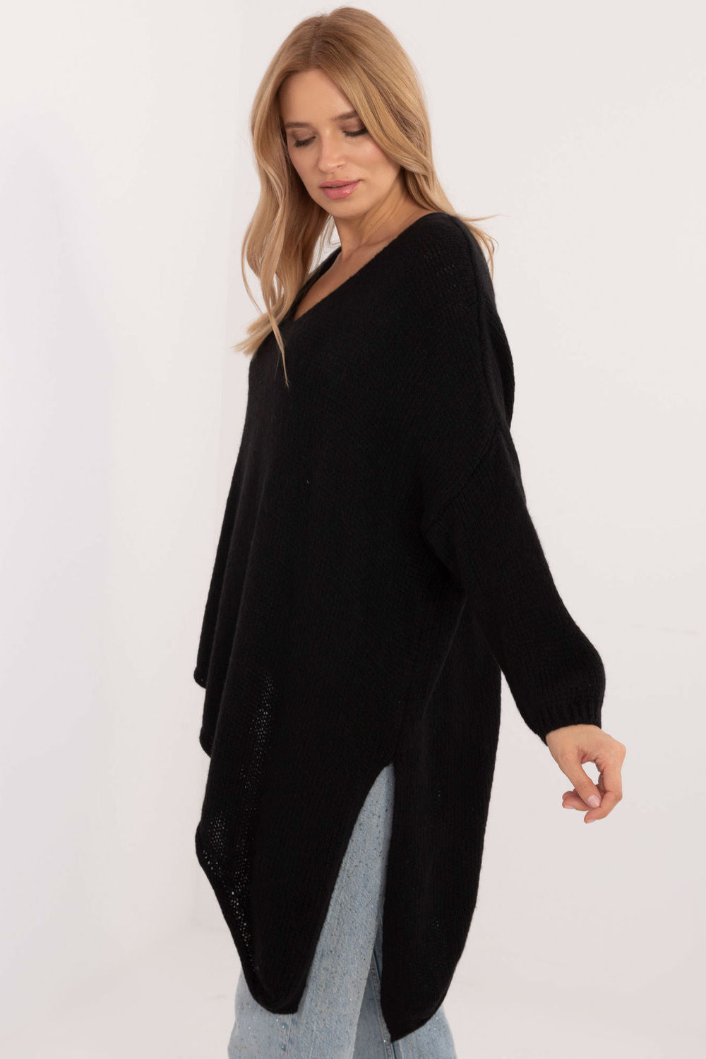 Och Bella Black Asymmetric Long Sleeve Jumper - view 2