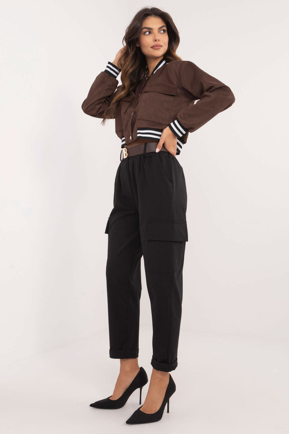 Och Bella Black Cargo Cotton Trousers - view 2