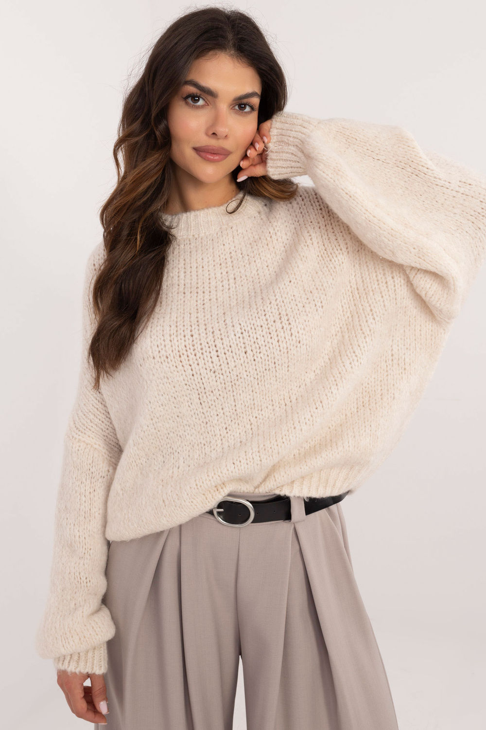 Och Bella Ecru Long Sleeve Jumper