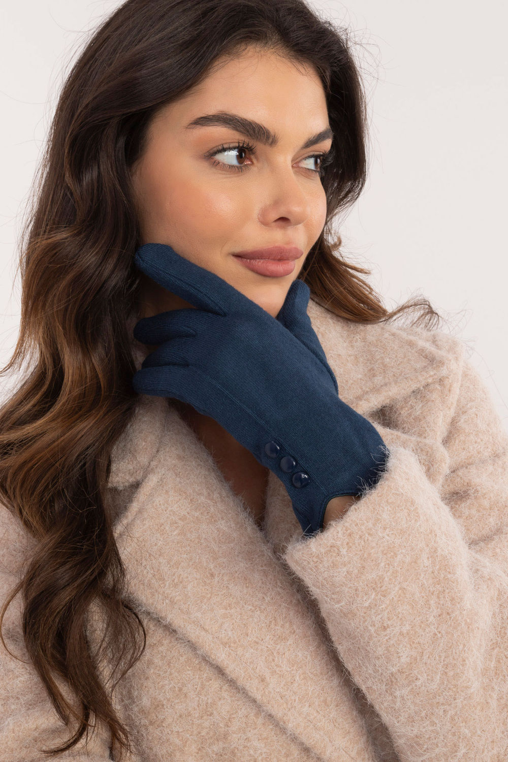 AT Teal Cotton Gloves with Buttons