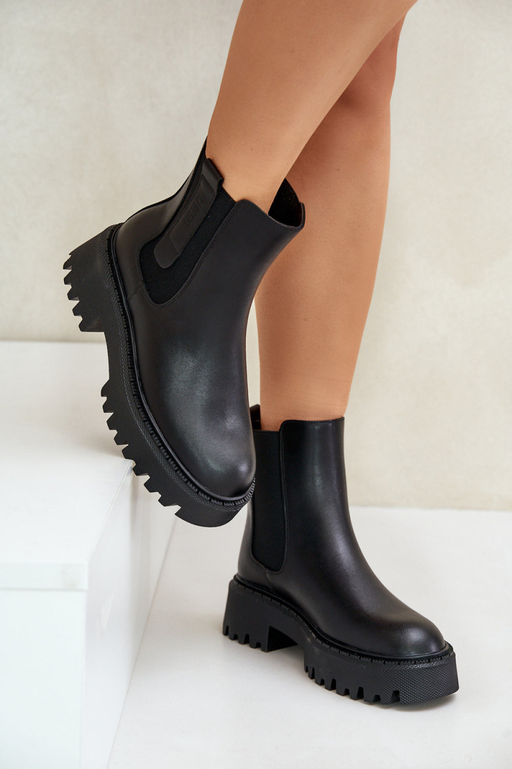 Step In Style Black Leather Platform Jodhpur Boots - view 3