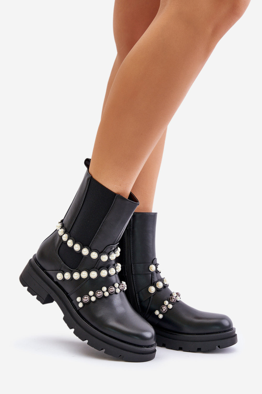 Step In Style Sintitia Black Faux Leather Flat Jodhpur Boots