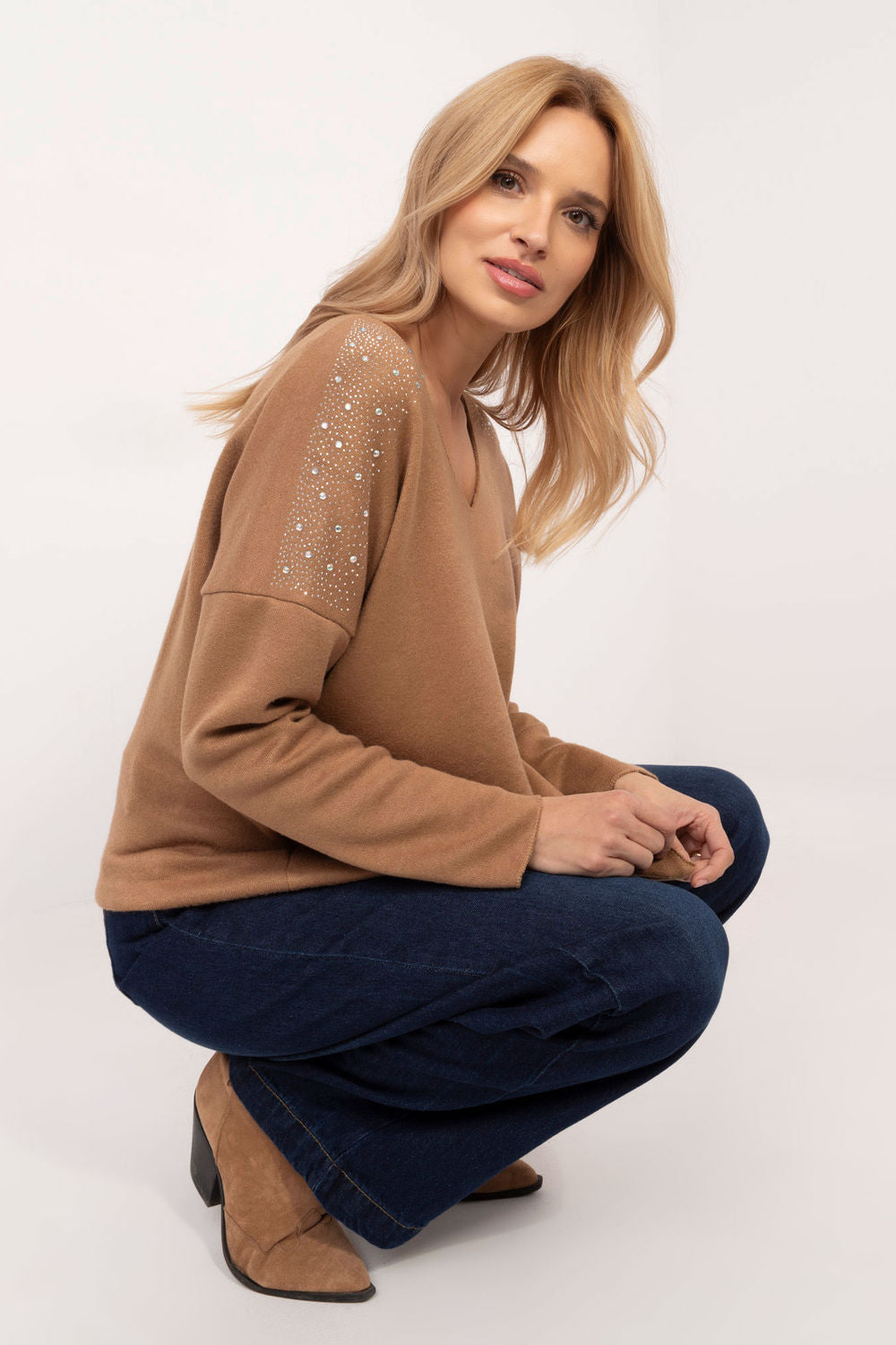 Italy Moda Camel Long Sleeve Jumper - view 2