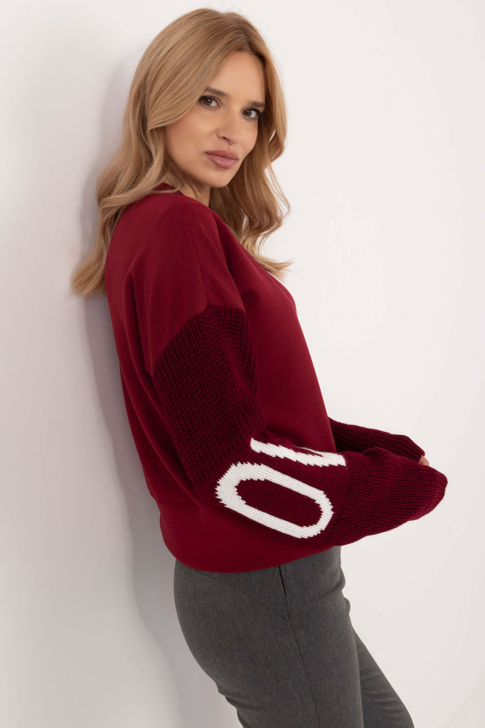 Italy Moda Burgundy Sweatshirt - view 4
