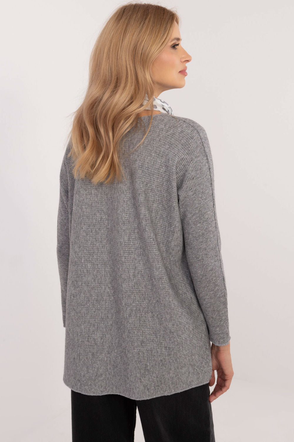 Italy Moda Grey V-Neck Long Sleeve Jumper - view 3