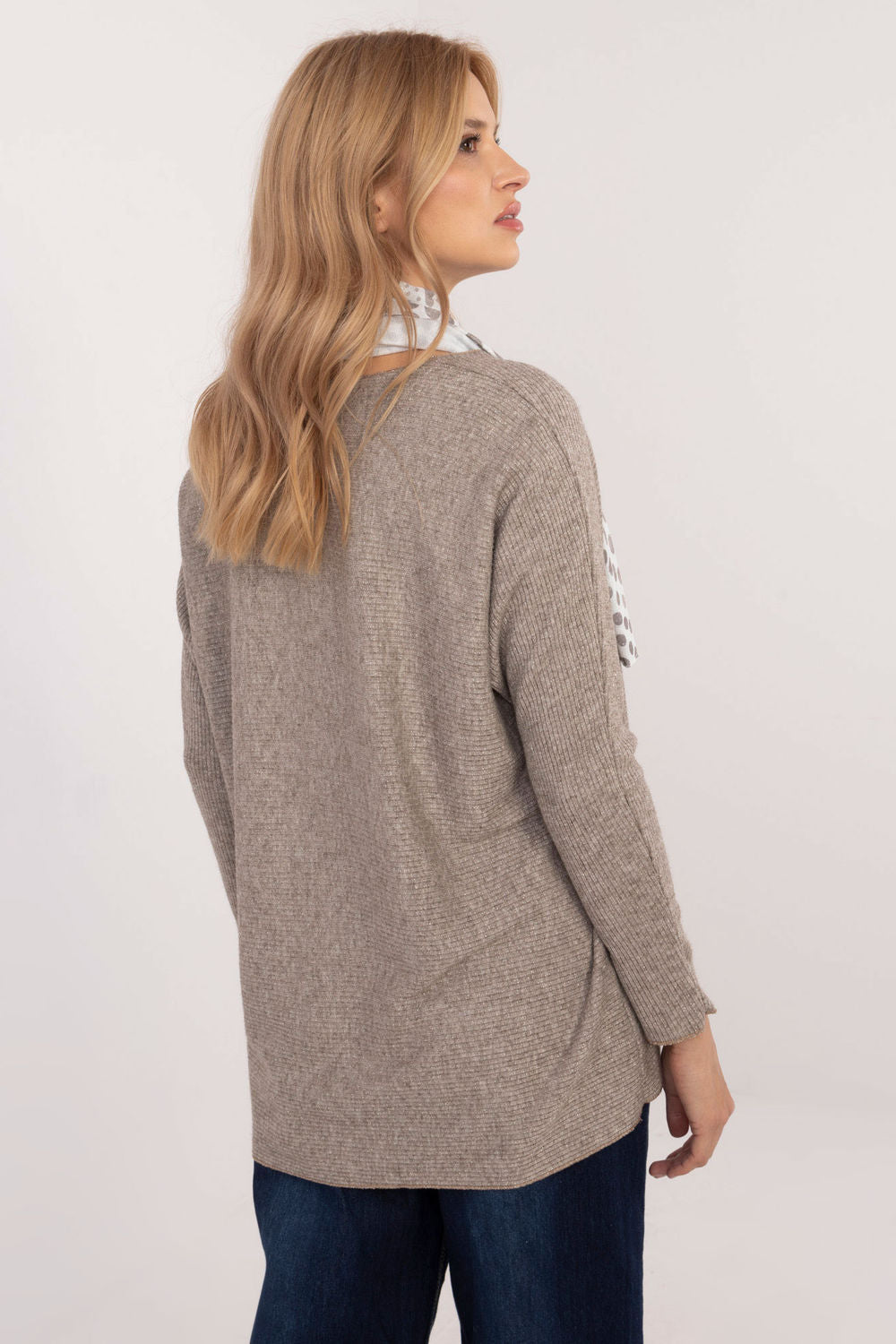 Italy Moda Dark Beige V-Neck Long Sleeve Jumper - view 3