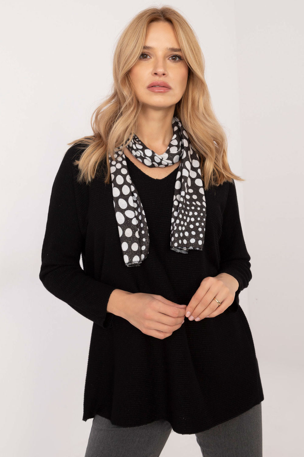 Italy Moda Black V-Neck Long Sleeve Jumper