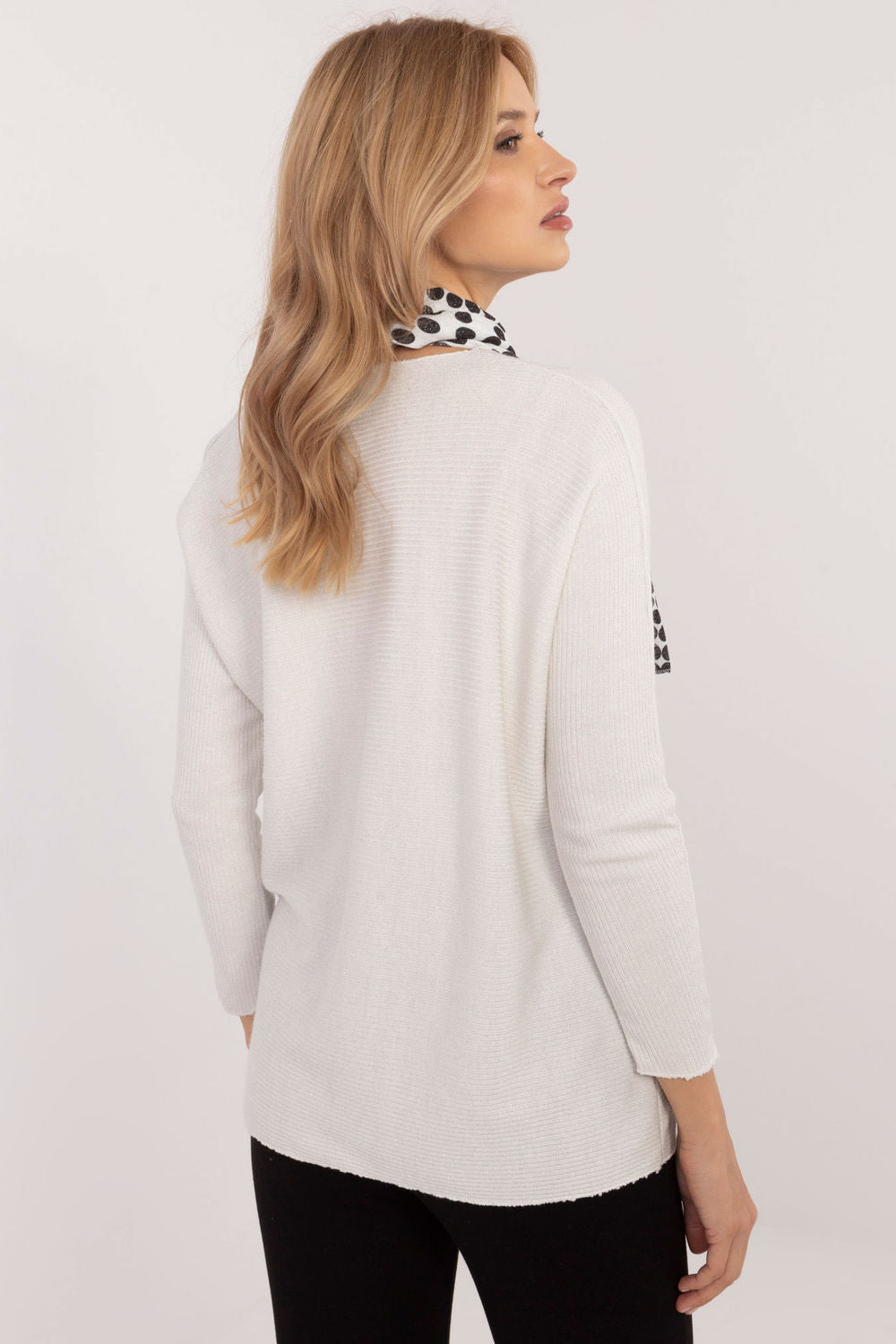 Italy Moda White V-Neck Long Sleeve Jumper - view 3