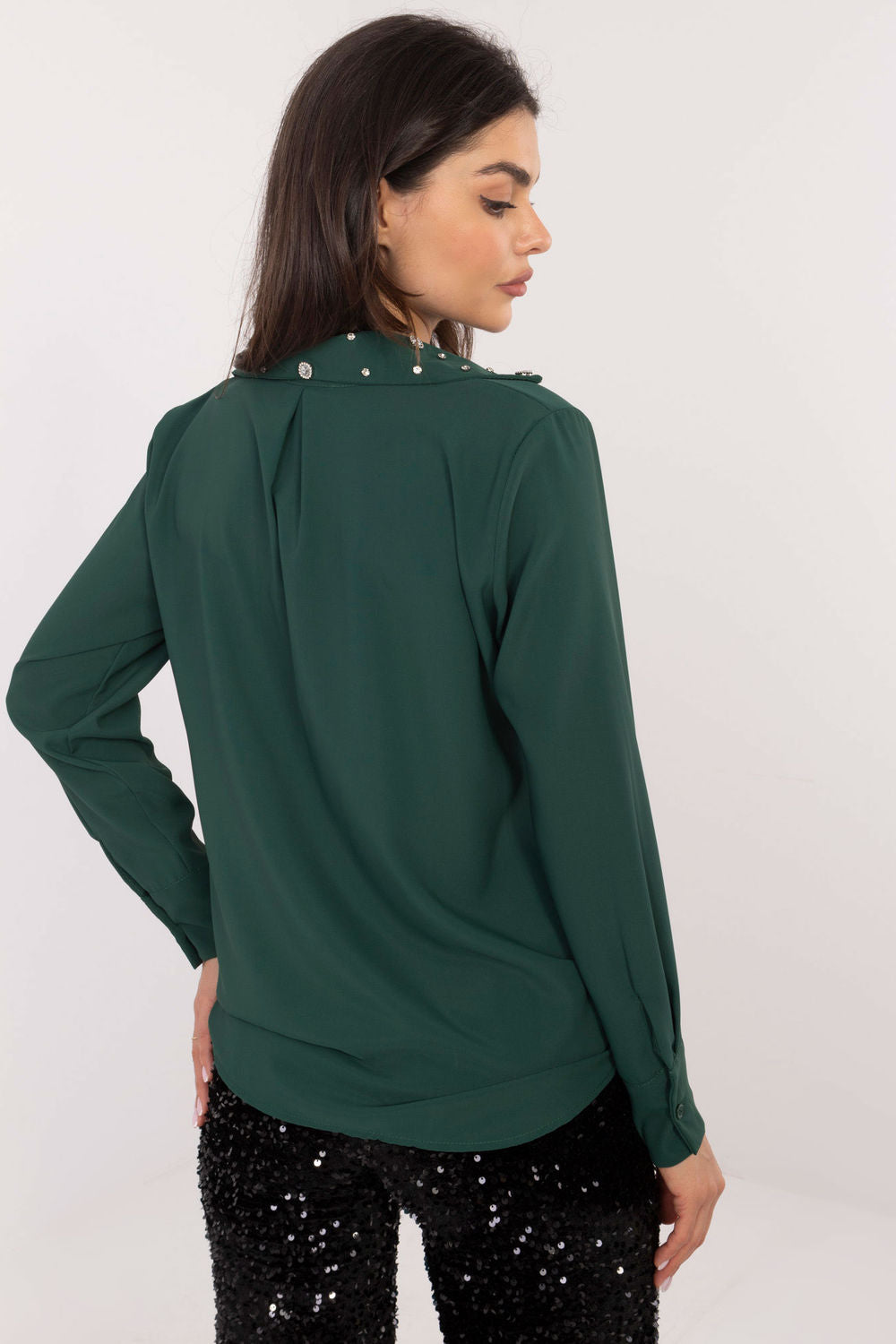 Italy Moda Dark Green Long Sleeve Top - view 3