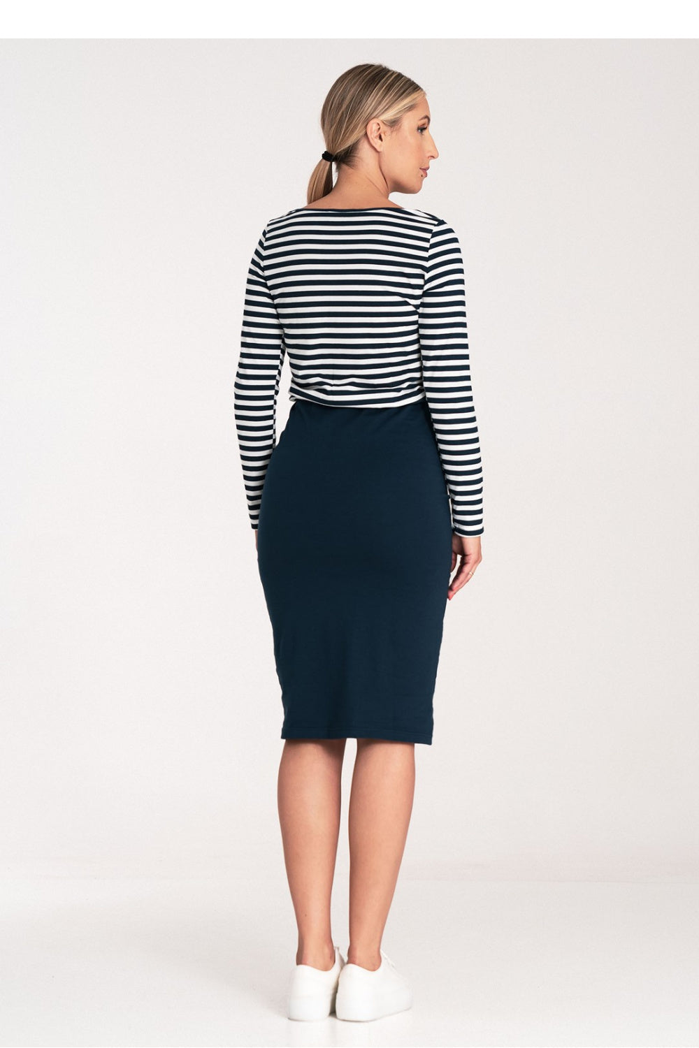 Figl Navy Striped Long Sleeve Dress - view 2