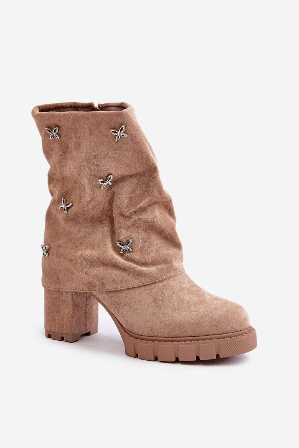 Step In Style Esadora Beige Faux Suede Stiletto Heeled Ankle Boots - view 2