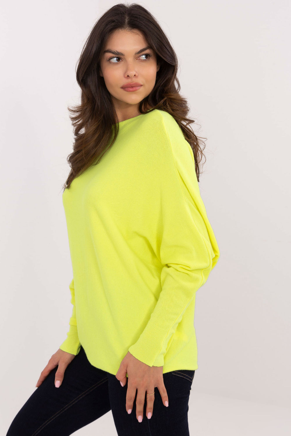 Italy Moda Neon Yellow Oversized Long Sleeve Jumper - view 2