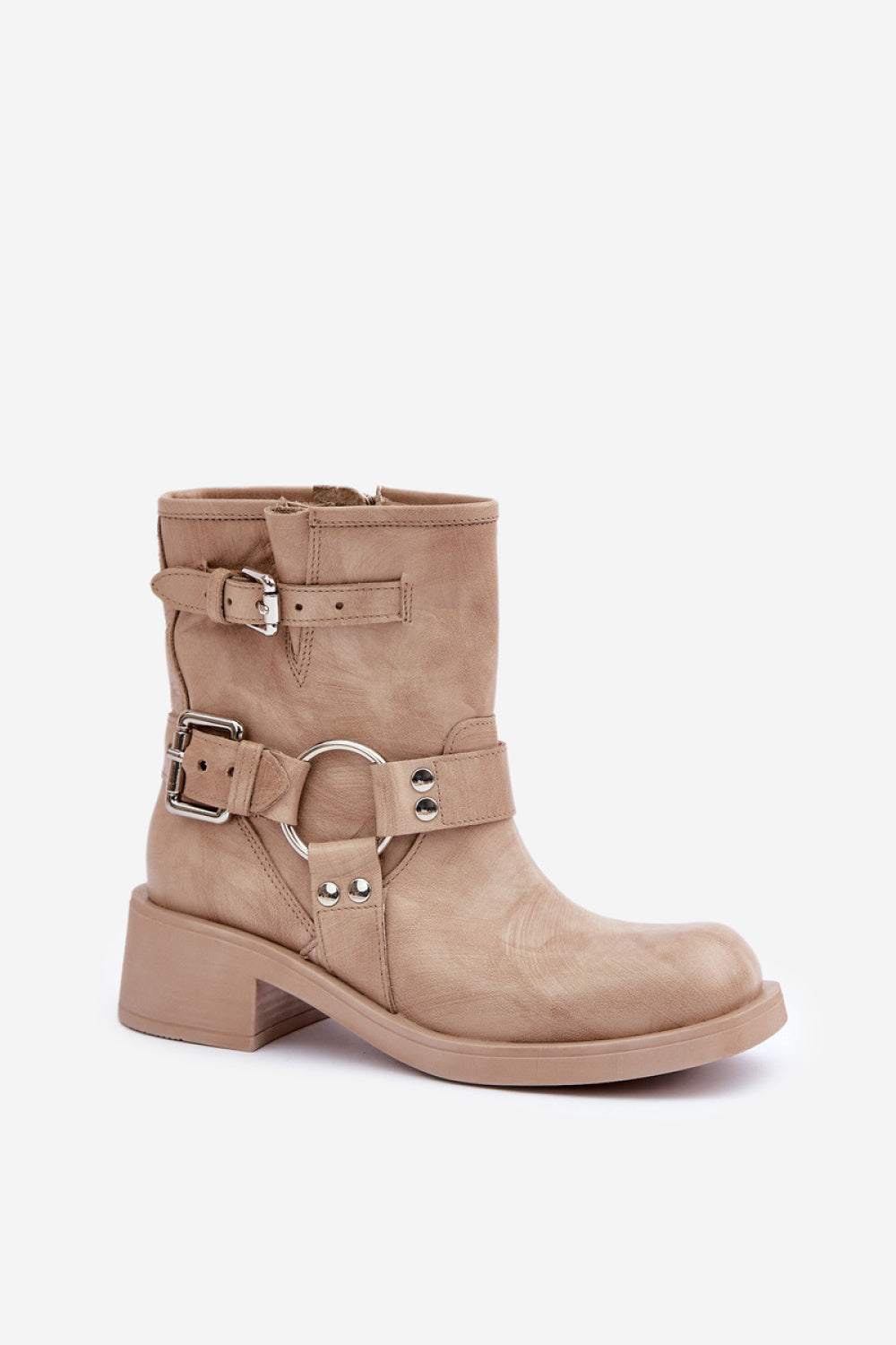 Step In Style Zazoo Beige Leather Striped Boots - view 2