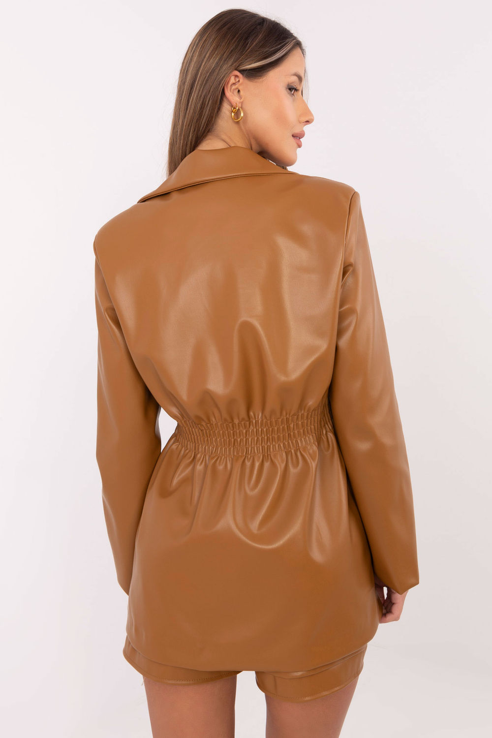 Italy Moda Camel Faux Leather Jacket - view 3