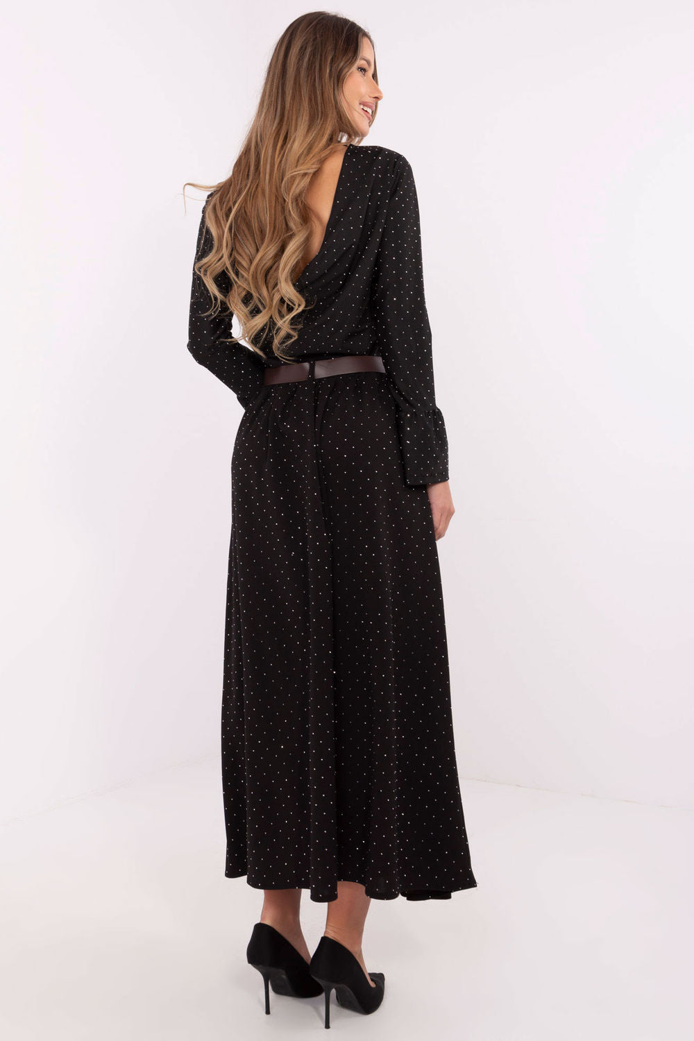 Italy Moda Black Polyester Maxi Skirt - view 3